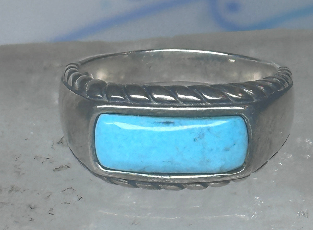 Vintage Sterling Silver Bar Turquoise Rope Ring Carolyn Pollack Size 9 925