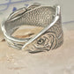 Fish spoon ring size 7.50 adjustable fishermen sterling silver band