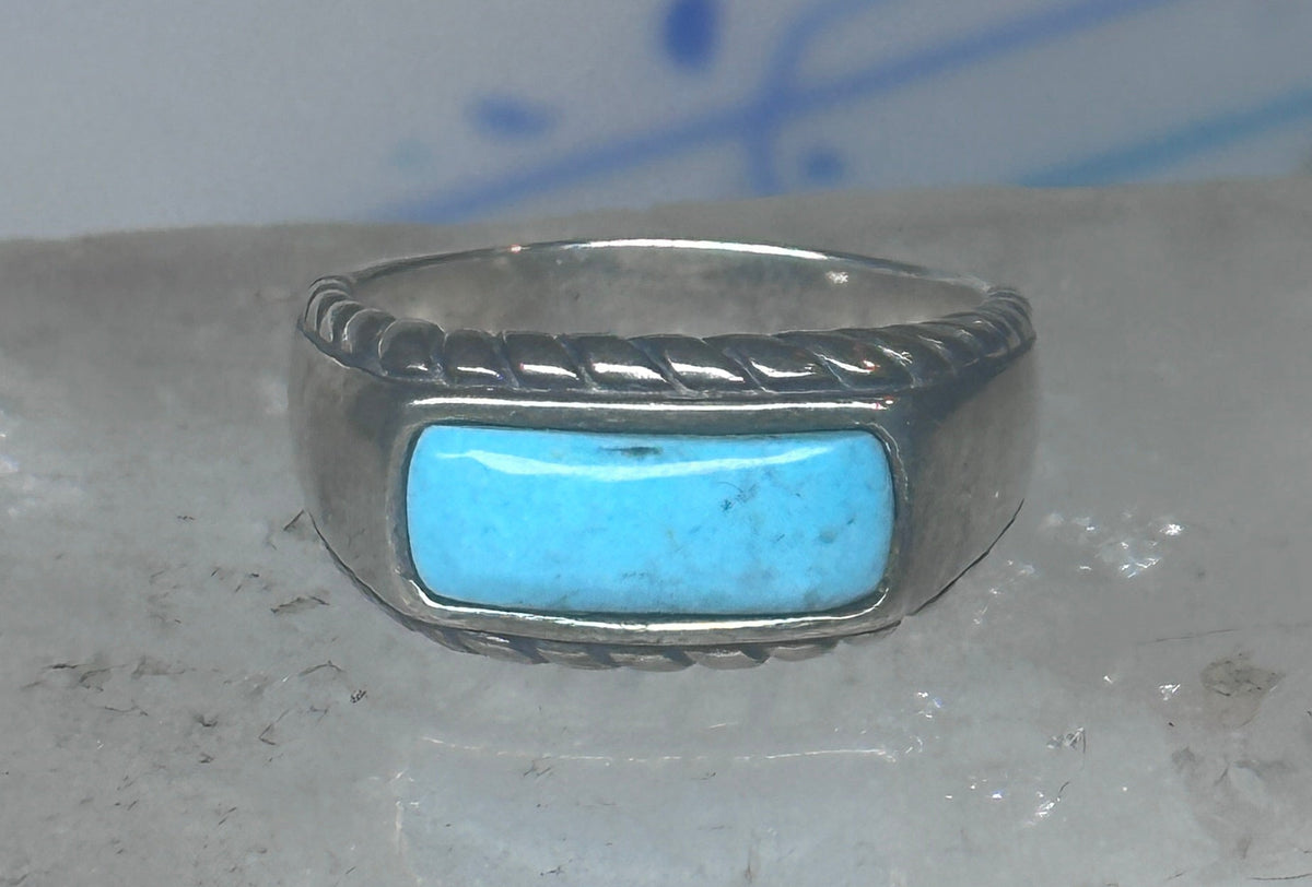 Vintage Sterling Silver Bar Turquoise Rope Ring Carolyn Pollack Size 9 925