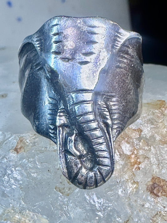 Elephant ring vintage animal band size 9.50 sterling silver women girls