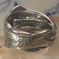 Fish spoon ring size 7.50 adjustable fishermen sterling silver band