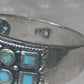 Vintage Sterling Silver Block Turquoise Checkerboard Band Signed SE Size 8.75  925