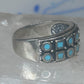 Vintage Sterling Silver Block Turquoise Checkerboard Band Signed SE Size 8.75  925