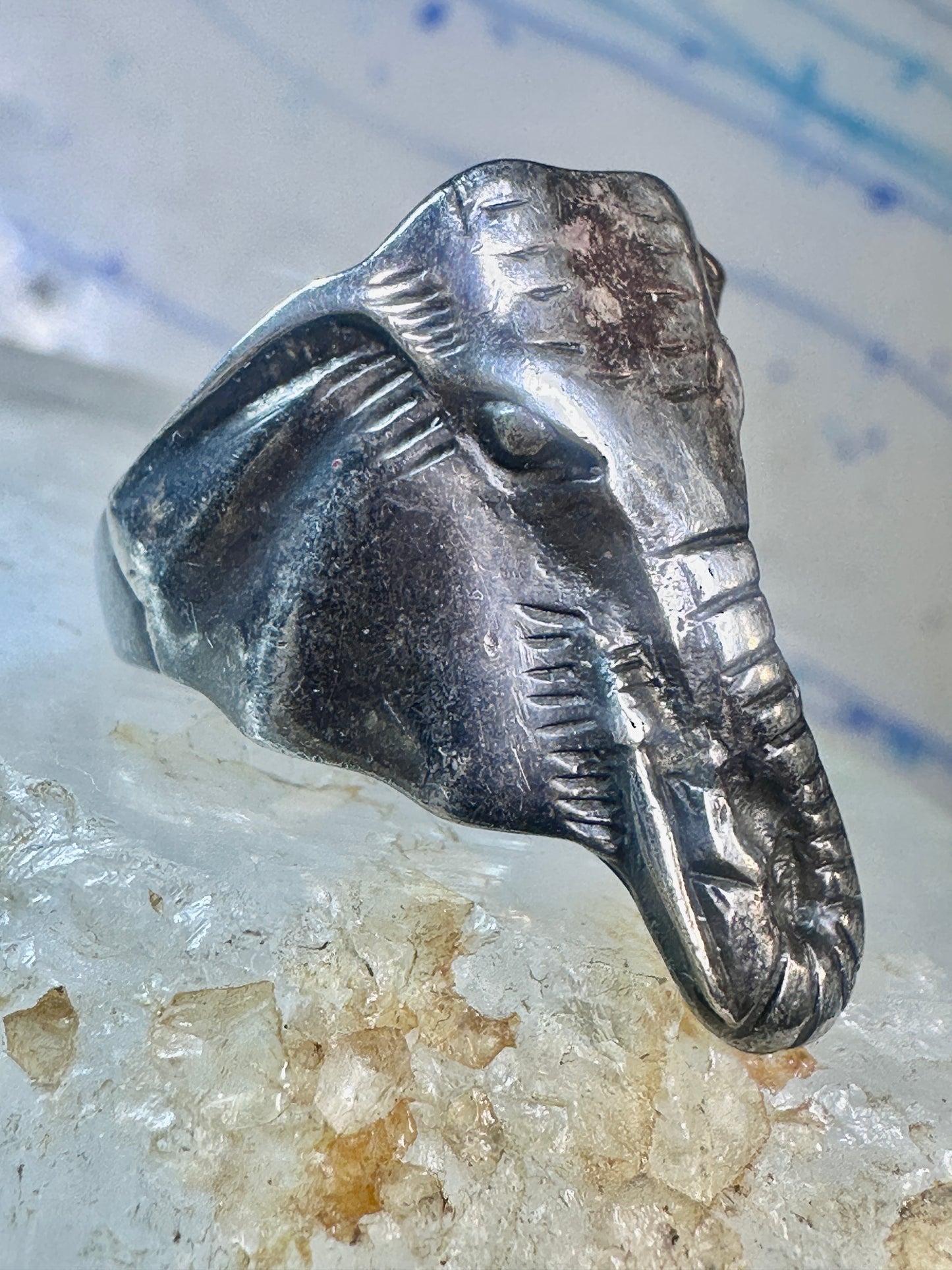 Elephant ring vintage animal band size 9.50 sterling silver women girls