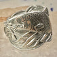 Fish spoon ring size 7 adjustable fishermen sterling silver band e