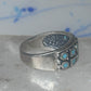 Vintage Sterling Silver Block Turquoise Checkerboard Band Signed SE Size 8.75  925