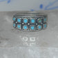 Vintage Sterling Silver Block Turquoise Checkerboard Band Signed SE Size 8.75  925