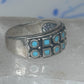 Vintage Sterling Silver Block Turquoise Checkerboard Band Signed SE Size 8.75  925