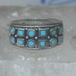 Vintage Sterling Silver Block Turquoise Checkerboard Band Signed SE Size 8.75  925