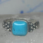 Vintage Sterling Silver Reconstituted Turquoise Cushion Beaded Ring Size 7.75 925