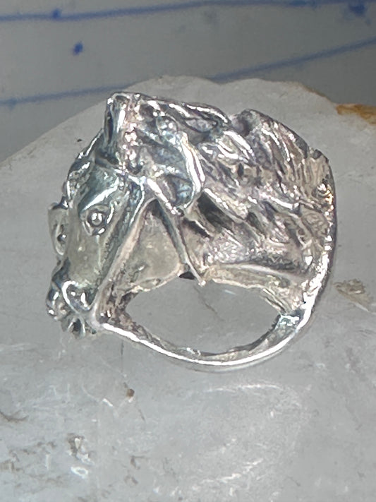 Horse ring vintage animal cowgirl band pinky size 5.50 sterling silver women girls