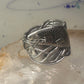 Fish spoon ring size 7 adjustable fishermen sterling silver band e