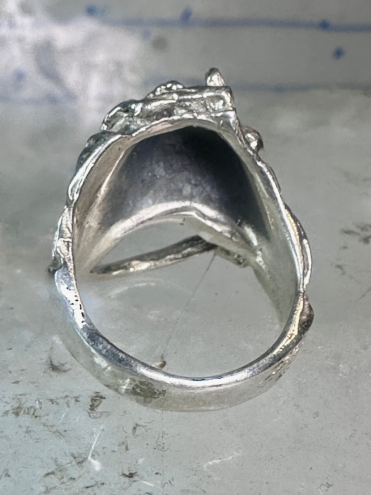 Vintage Equestrian Horse Head Sterling Silver Statement Ring - Size 5.5