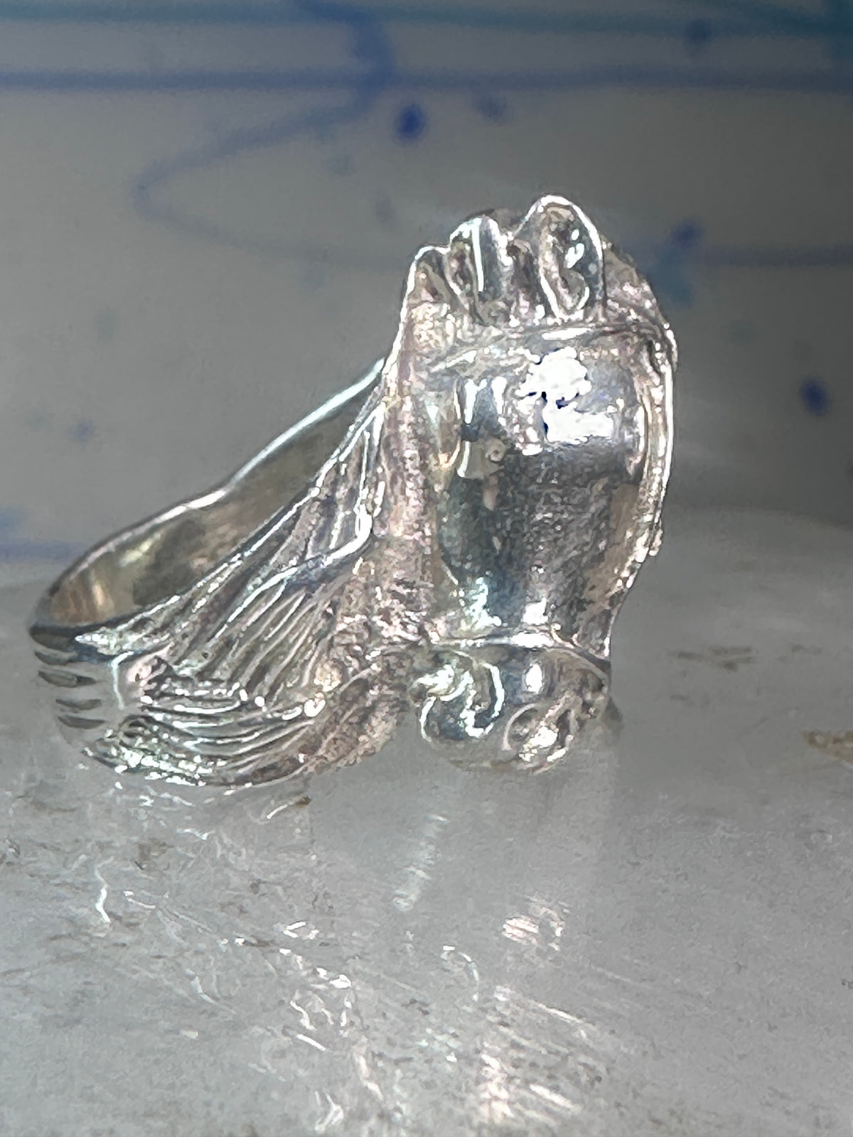 Vintage Equestrian Horse Head Sterling Silver Statement Ring - Size 5.5