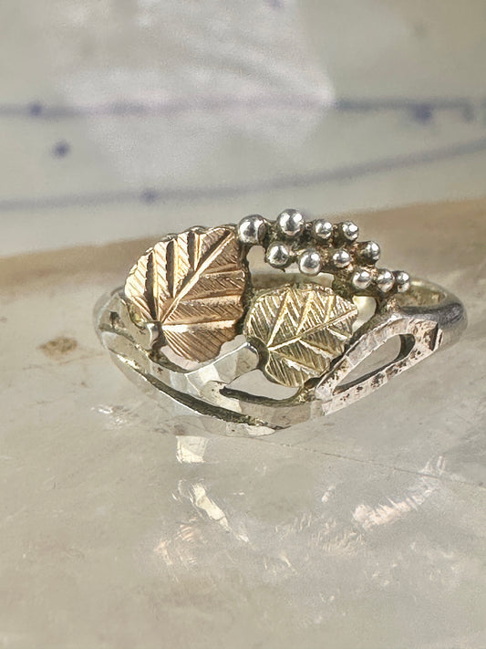 Black Hills Gold wedding ring leaves band size 6.75 sterling silver women girls