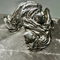 Face ring lady two face double faced size 11 long hair art deco style sterling silver women
