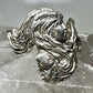 Face ring lady two face double faced size 11 long hair art deco style sterling silver women