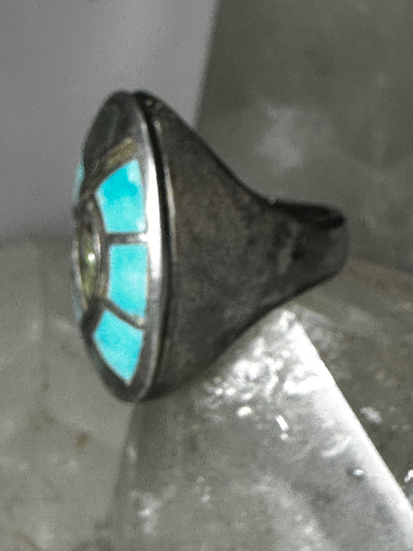 Herringbone Turquoise ring size 9.75 Navajo sterling silver women men