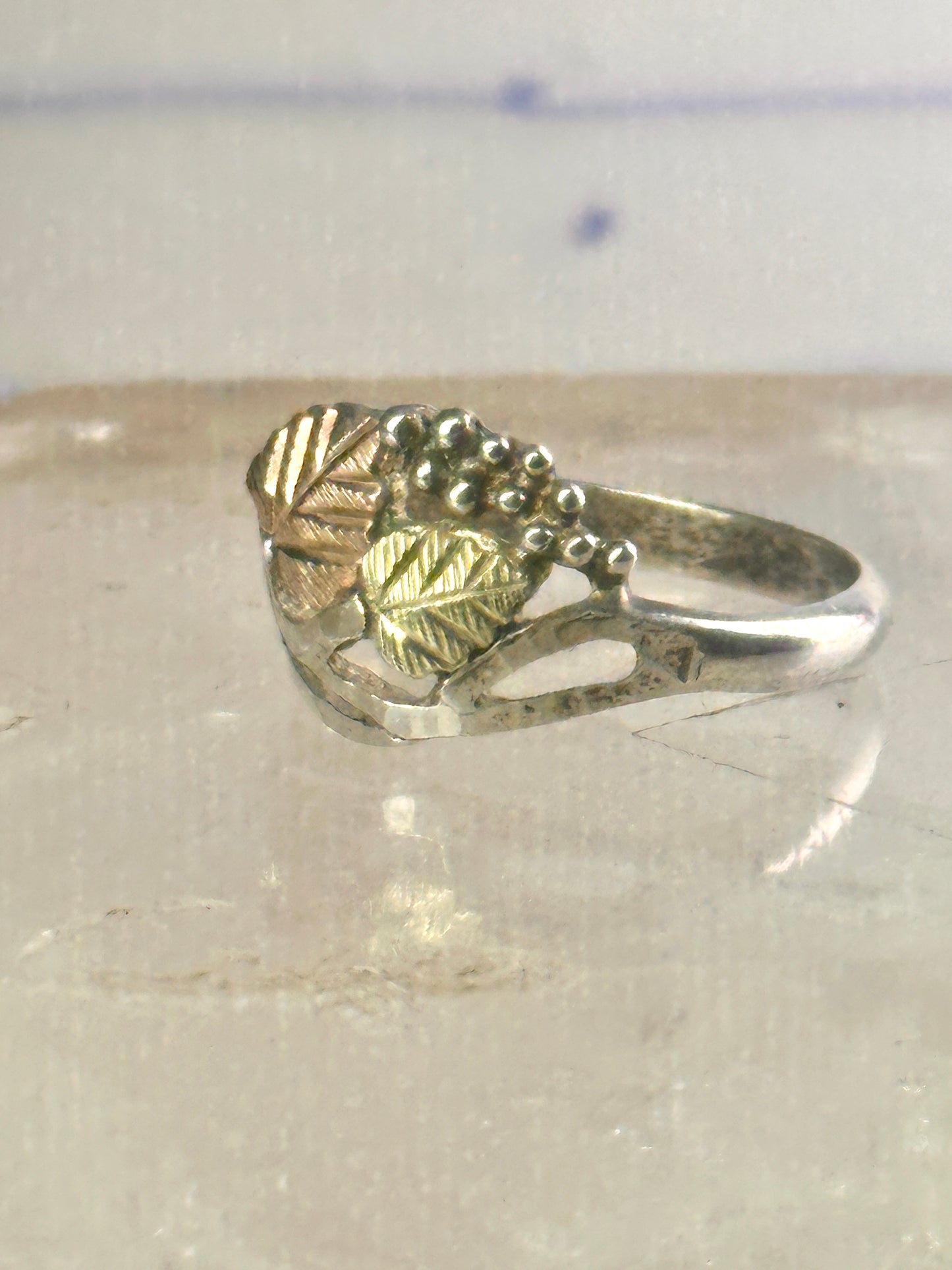 Black Hills Gold wedding ring leaves band size 6.75 sterling silver women girls