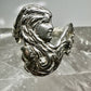 Face ring lady two face double faced size 11 long hair art deco style sterling silver women