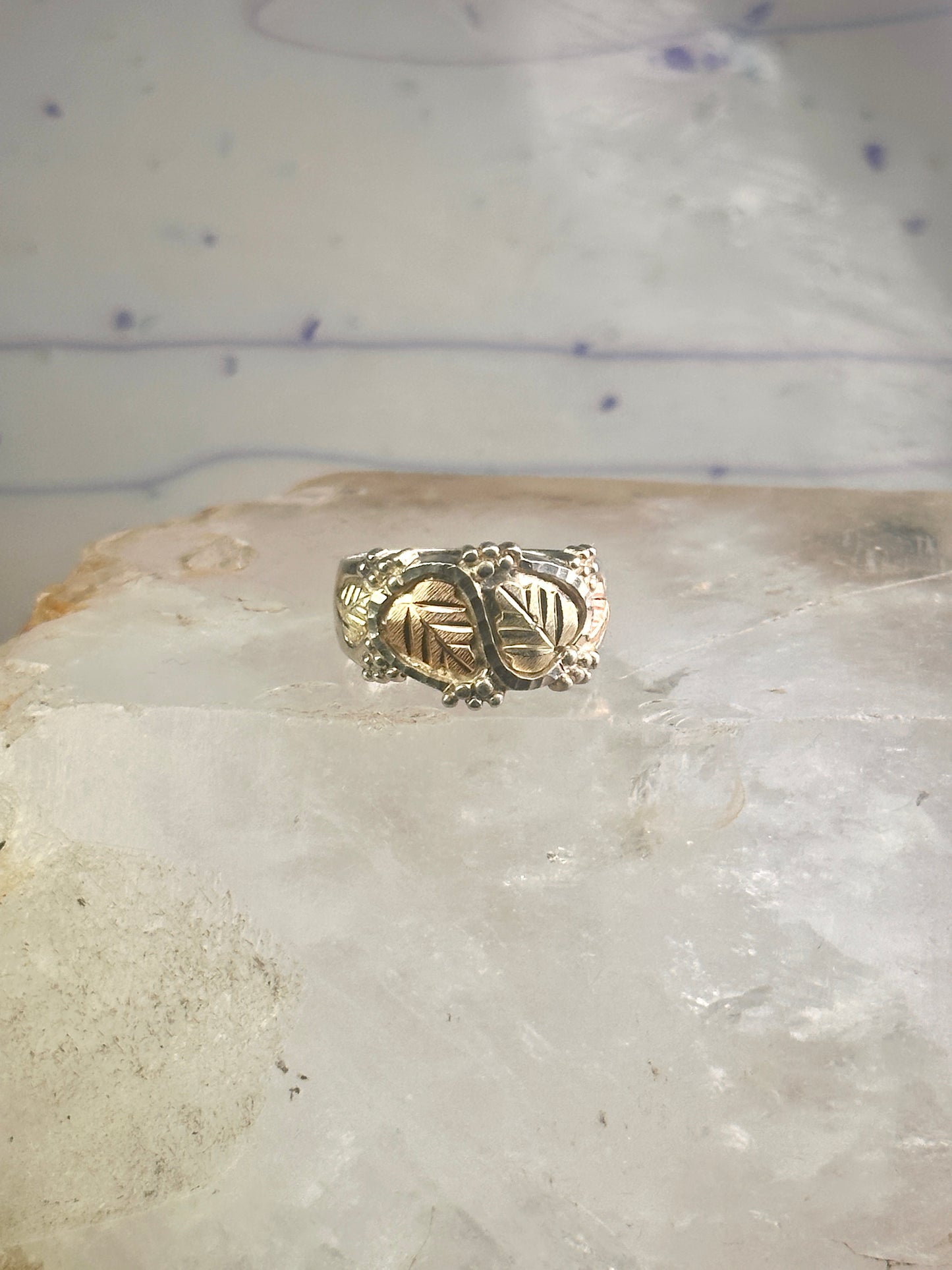 Black Hills Gold wedding ring leaves band size 8.25 sterling silver women men
