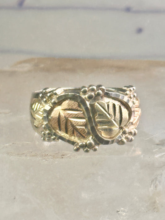 Black Hills Gold wedding ring leaves band size 8.25 sterling silver women men
