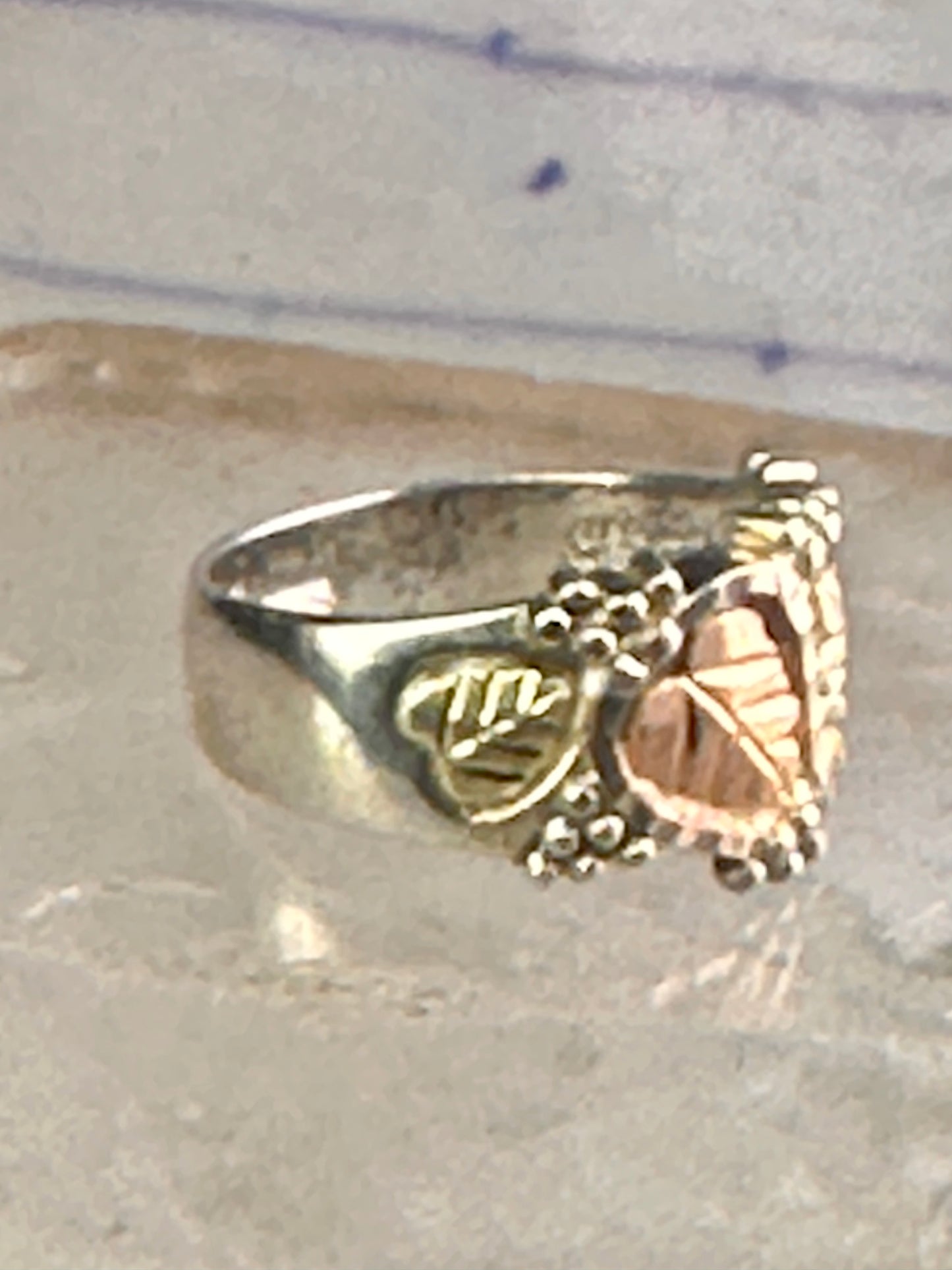 Black Hills Gold wedding ring leaves band size 8.25 sterling silver women men