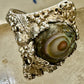 Art Deco ring Abalone eye band leaves grapes size 9.25 sterling silver women girls