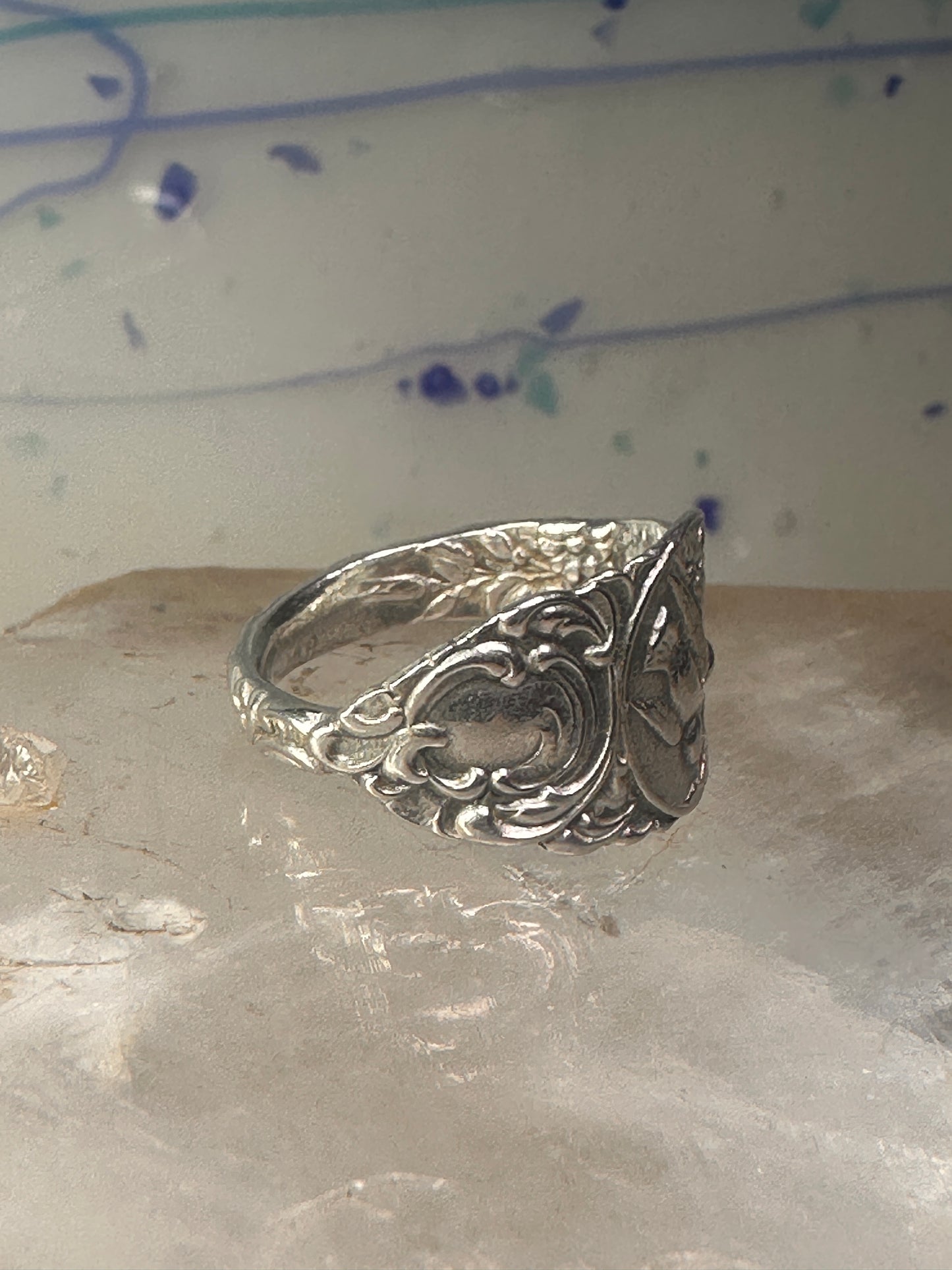 Birds spoon ring size 7 adjustable bird dove peace pigeon sterling silver band