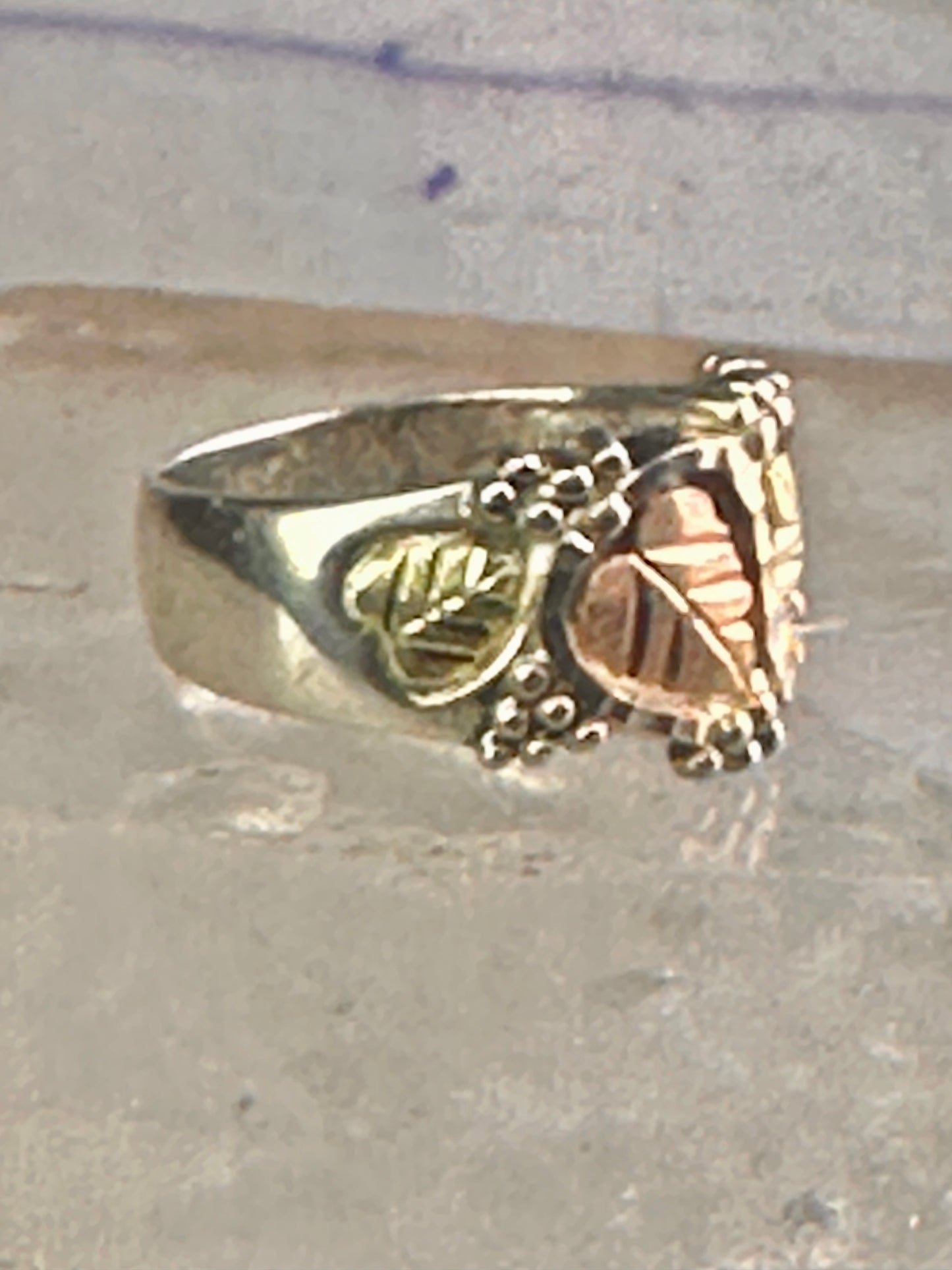 Black Hills Gold wedding ring leaves band size 8.25 sterling silver women men