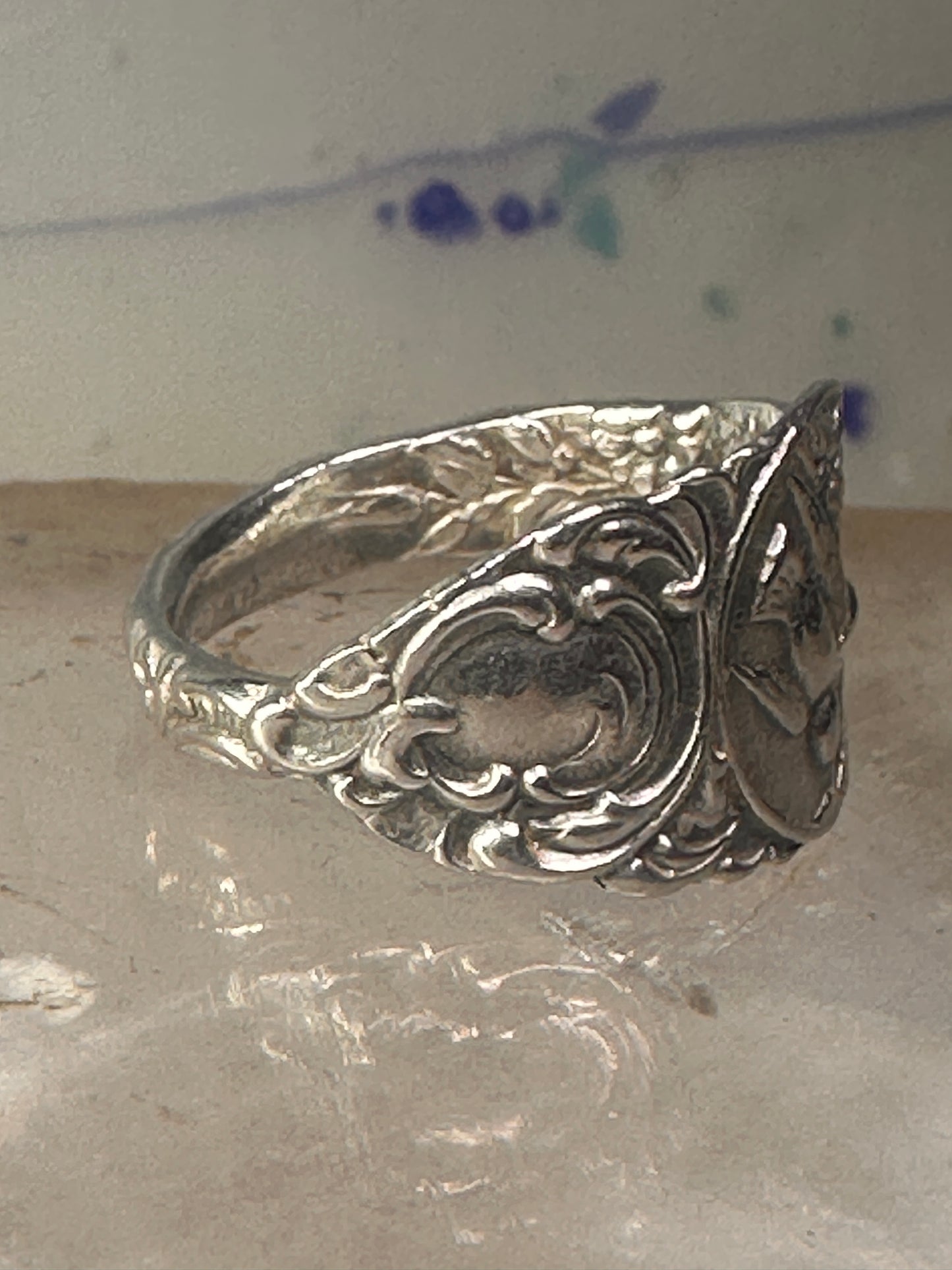 Birds spoon ring size 7 adjustable bird dove peace pigeon sterling silver band