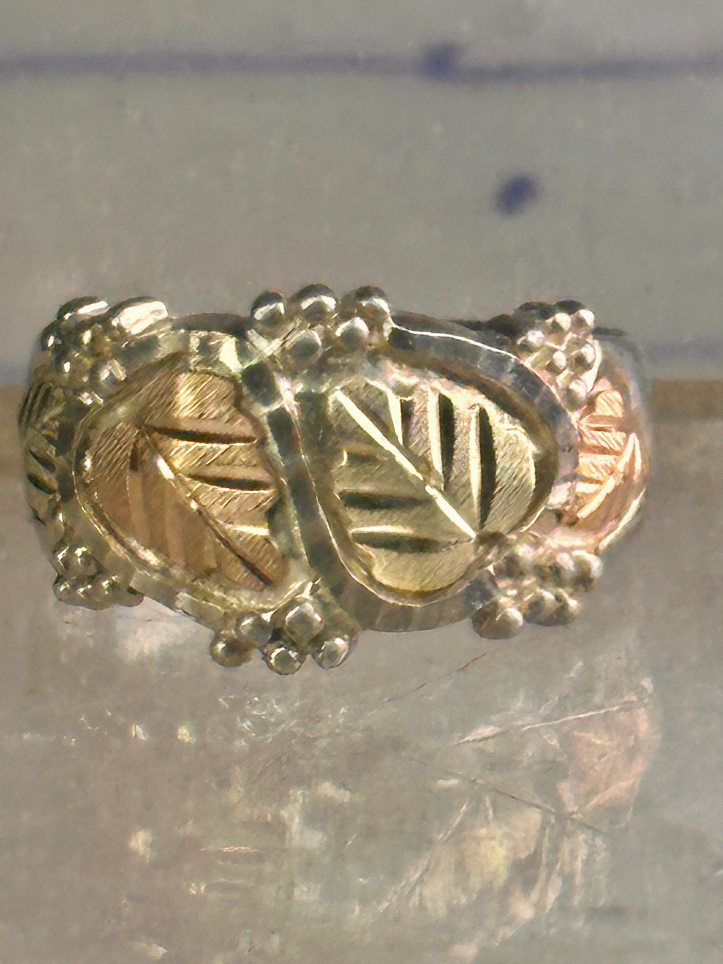 Black Hills Gold wedding ring leaves band size 8.25 sterling silver women men