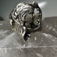 Face ring lady star size 9.25 long hair art deco style sterling silver women