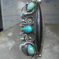 Long Navajo ring vintage turquoise onyx size 9.25 sterling silver women girls