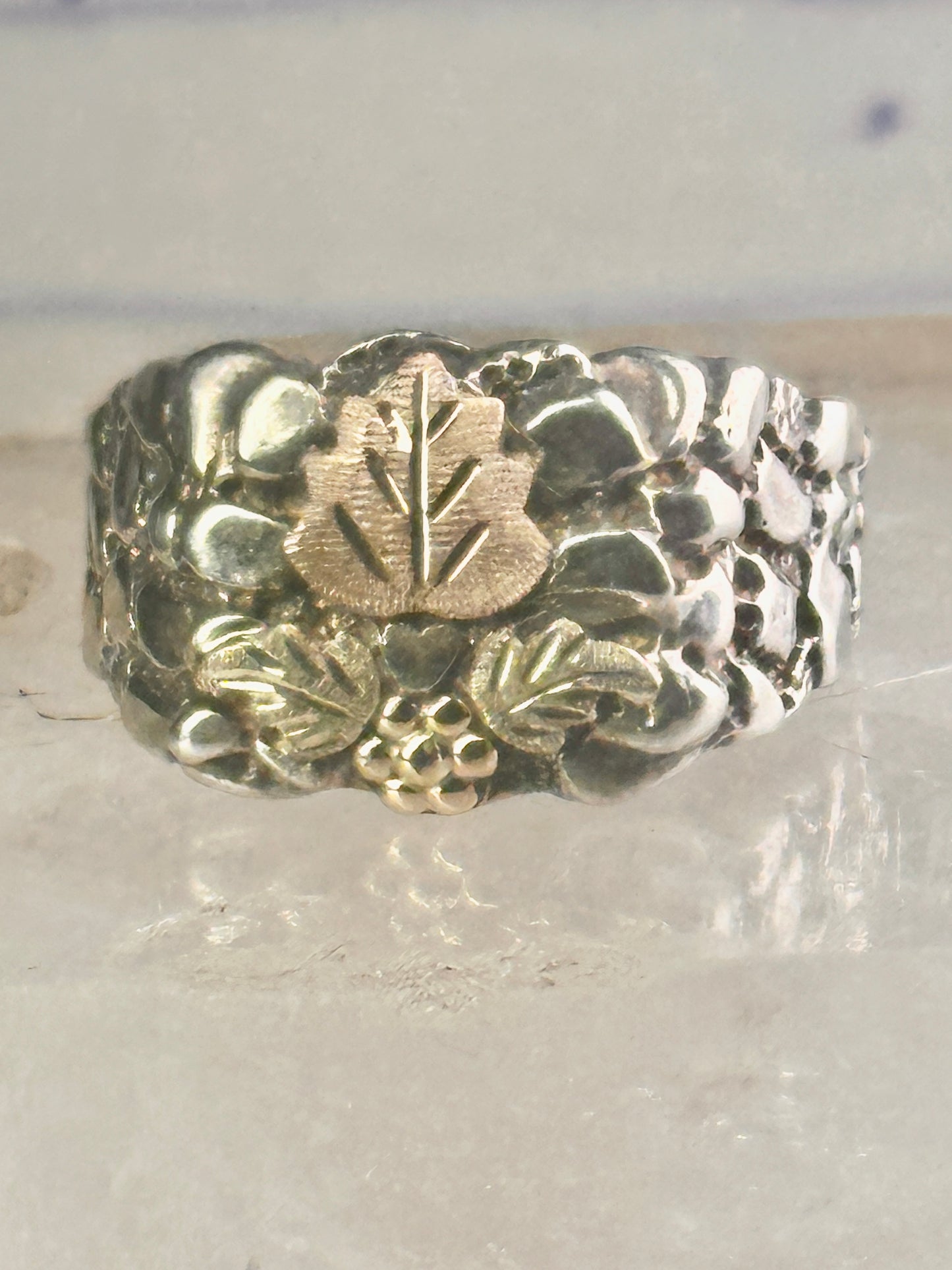 Black Hills Gold wedding ring leaves band size 11.5 sterling silver women men