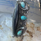 Long Navajo ring vintage turquoise onyx size 9.25 sterling silver women girls