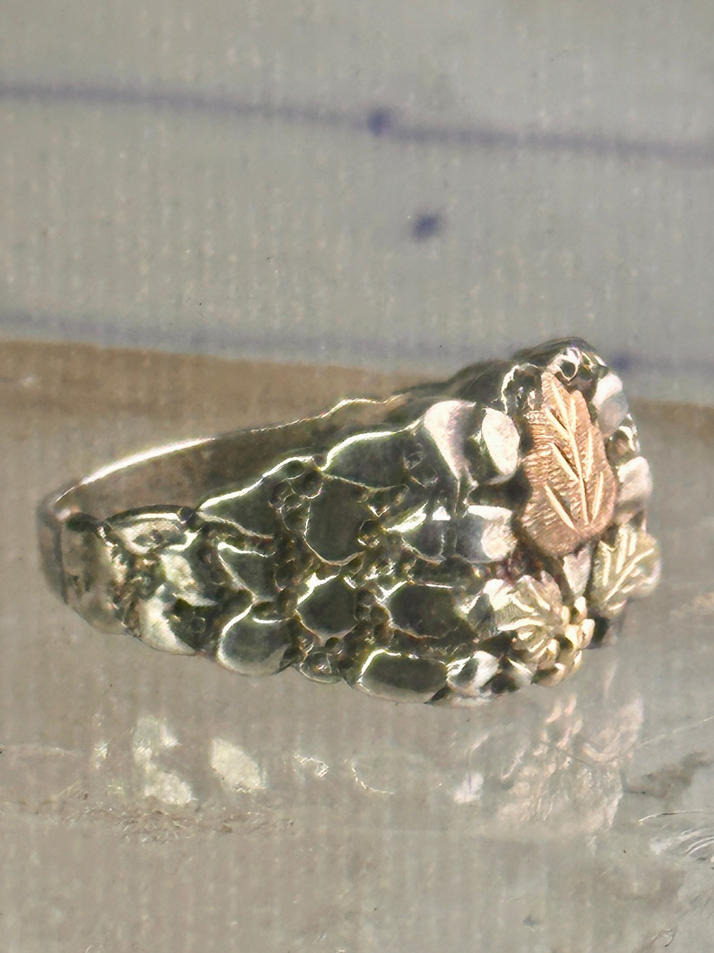 Black Hills Gold wedding ring leaves band size 11.5 sterling silver women men
