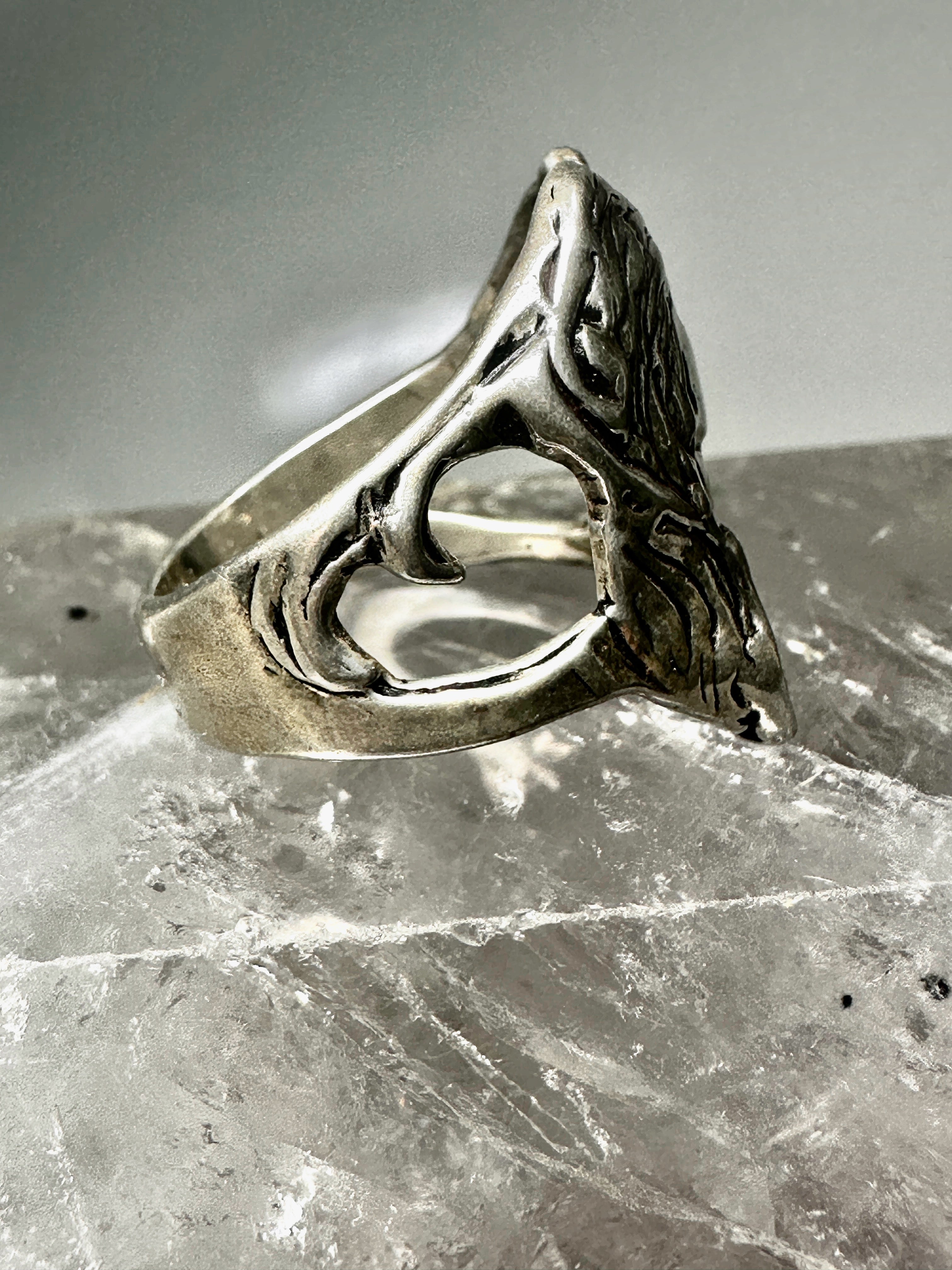 925 STERLING SILVER Ring Size 7.5 drop faux brown marble Art Deco Jewelry Vintage minimalist shop Coctail st323