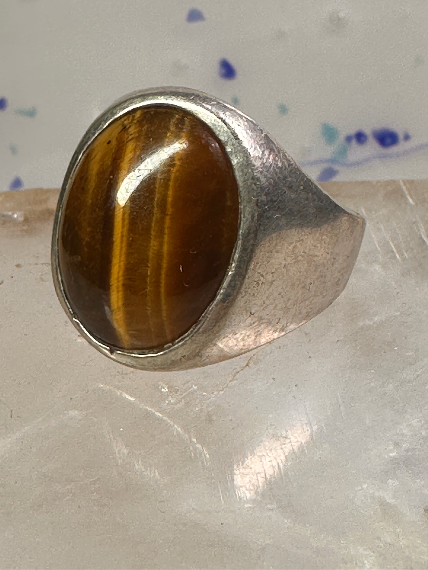 Tiger Eye ring size 12 Mexico band sterling silver women men