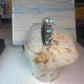 Long Navajo ring vintage turquoise onyx size 9.25 sterling silver women girls