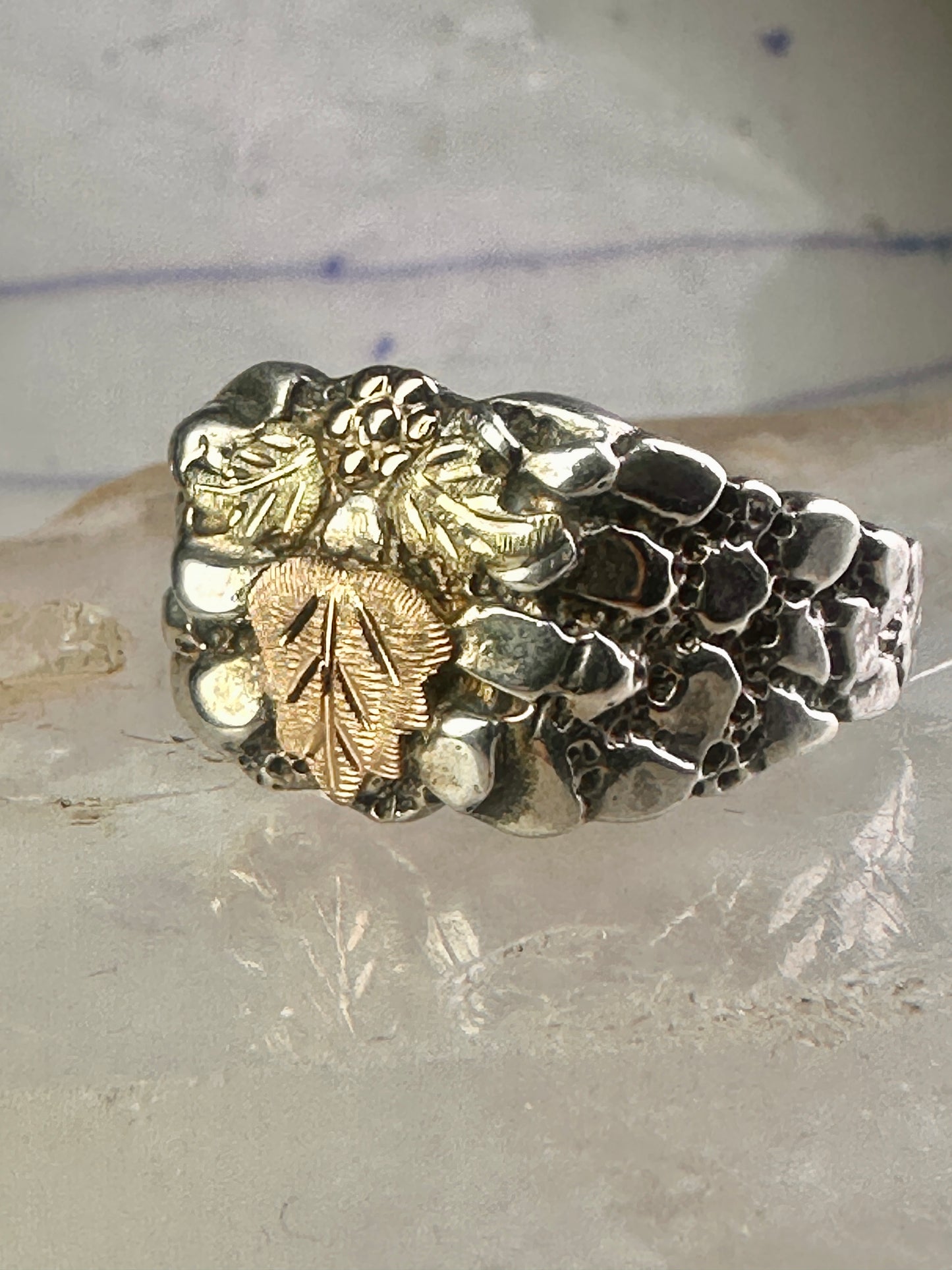 Black Hills Gold wedding ring leaves band size 11.5 sterling silver women men