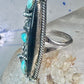Long Navajo ring vintage turquoise onyx size 9.25 sterling silver women girls
