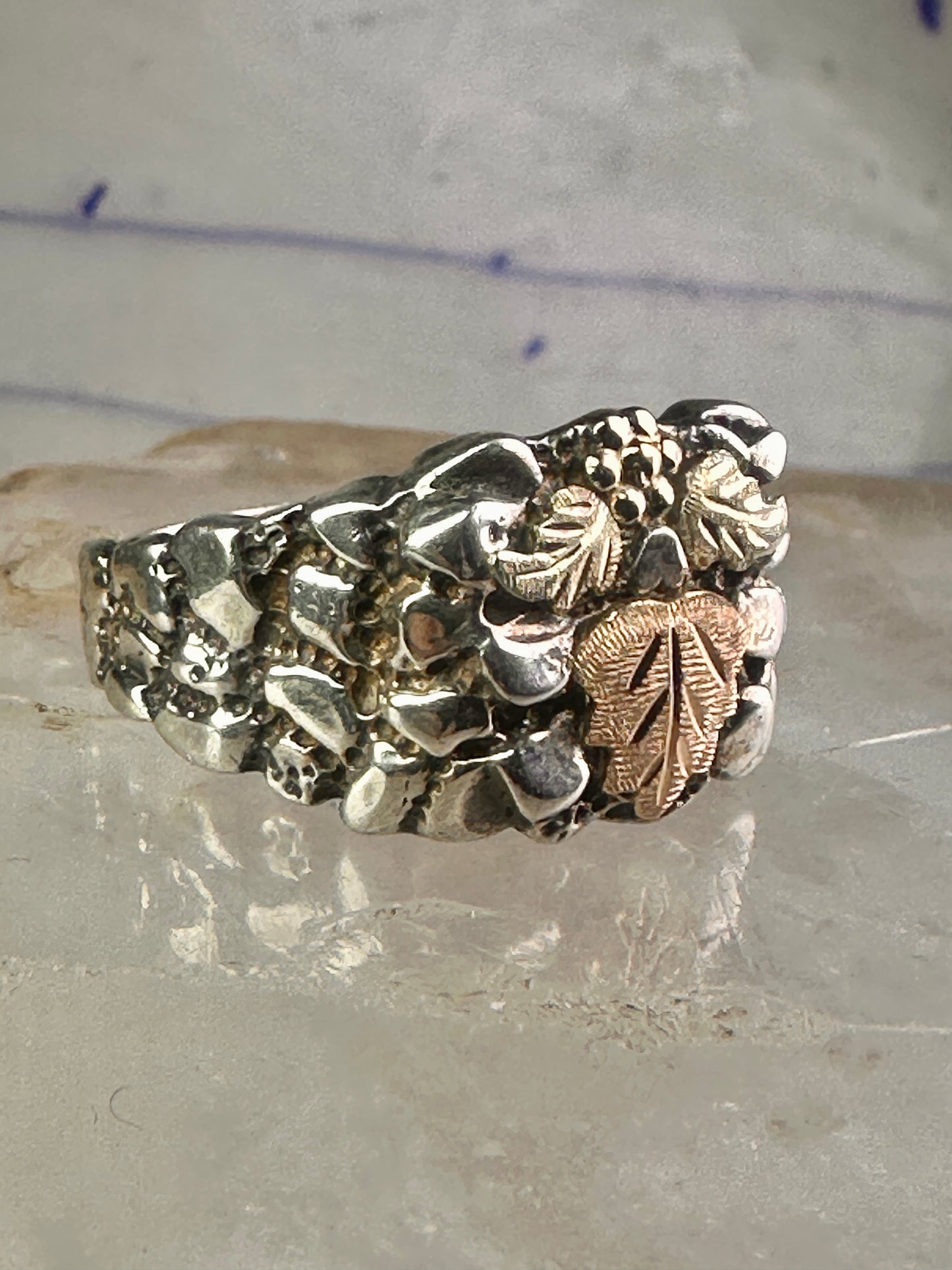Black Hills Gold wedding ring leaves band size 11.5 sterling silver women men