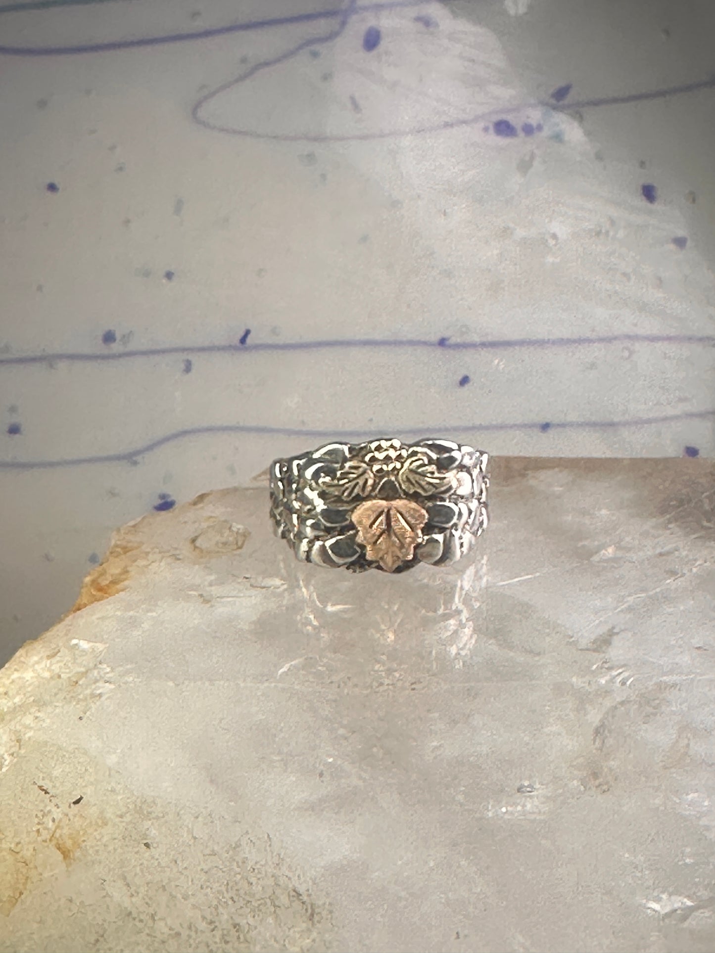 Black Hills Gold wedding ring leaves band size 11.5 sterling silver women men