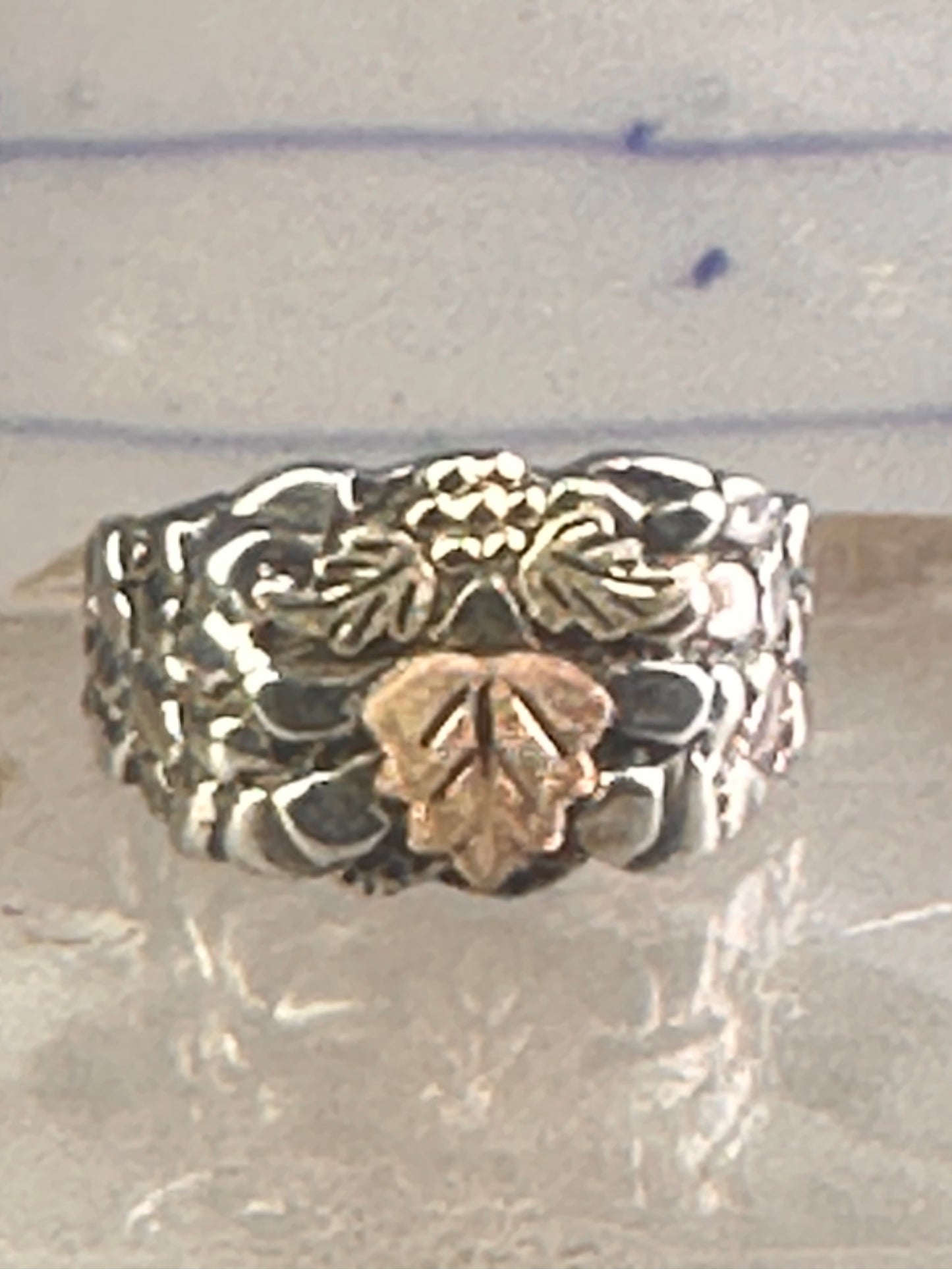 Black Hills Gold wedding ring leaves band size 11.5 sterling silver women men