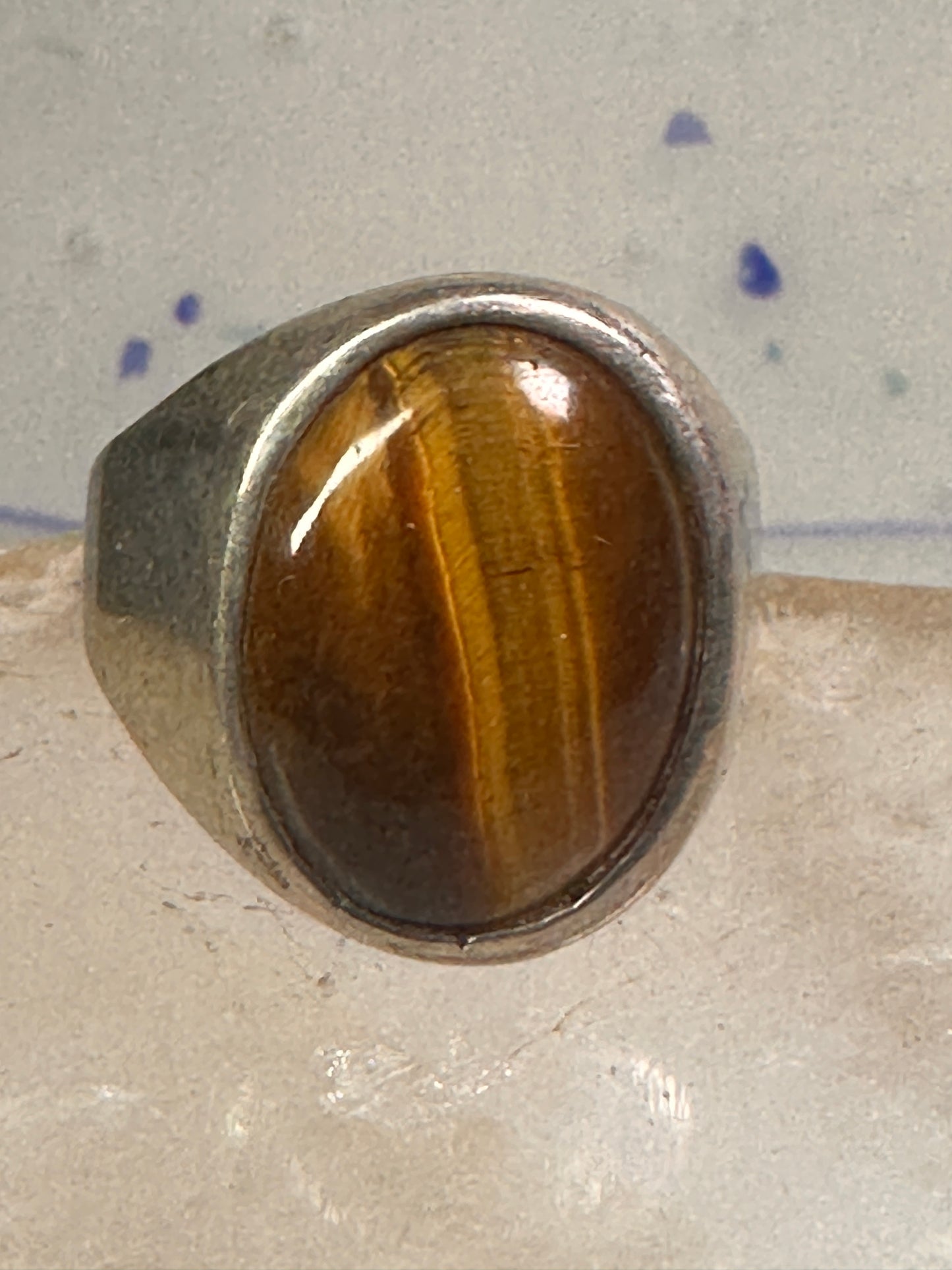 Tiger Eye ring size 12 Mexico band sterling silver women men