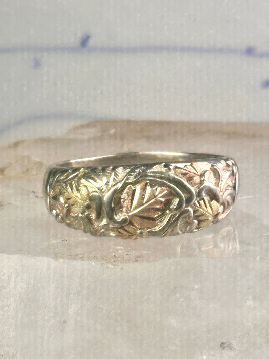 Black Hills Gold wedding ring leaves band size 12 sterling silver women men