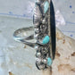 Long Navajo ring vintage turquoise onyx size 9.25 sterling silver women girls