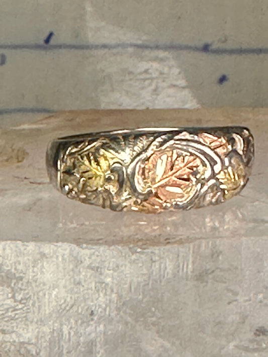 Black Hills Gold wedding ring leaves band size 12 sterling silver women men