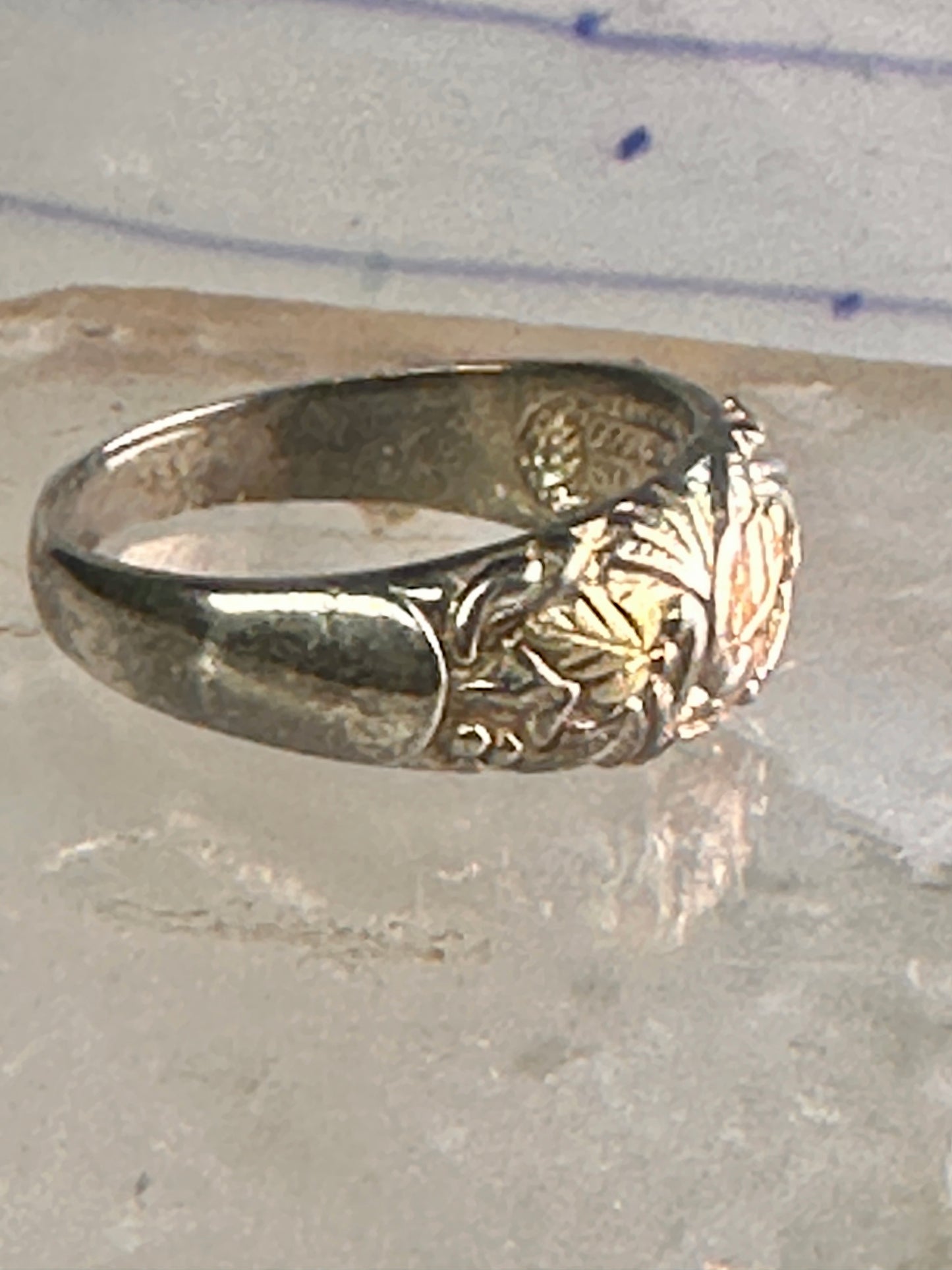 Black Hills Gold wedding ring leaves band size 12 sterling silver women men